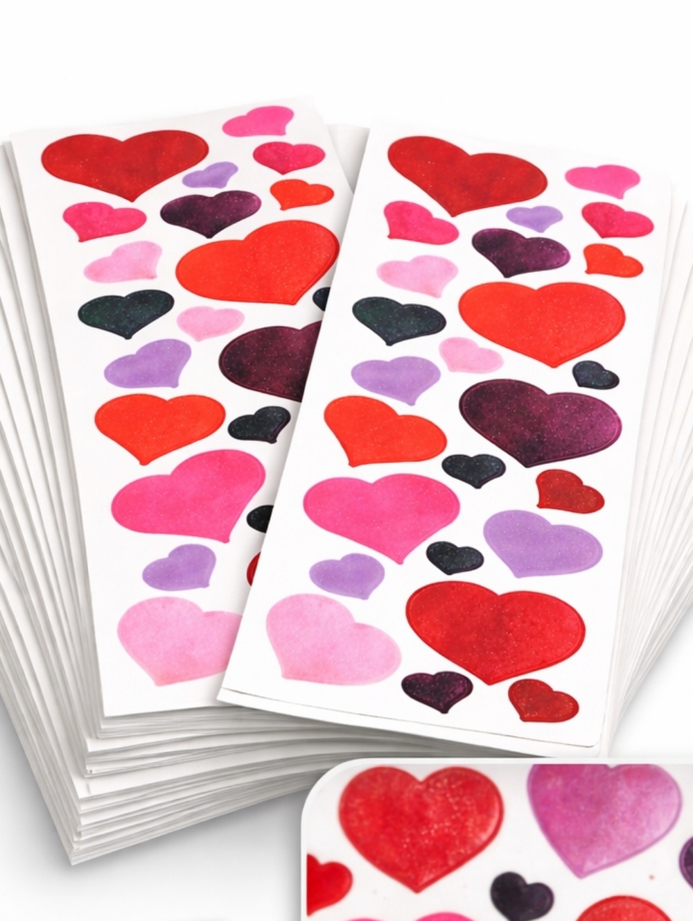 🍎 500Pc Glitter Heart Sticker Set Multicolor Sparkle Decorative Stickers Love - Picture 6 of 6
